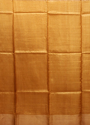 Cream Handloom Tussar Pure Silk Saree With Blouse Piece