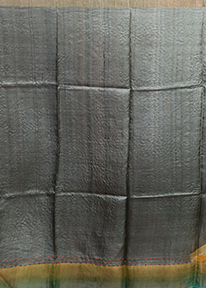 Multicolor Handloom Tussar Pure Silk Saree With Blouse Piece