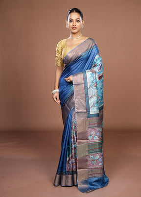 Multicolor Handloom Tussar Pure Silk Saree With Blouse Piece