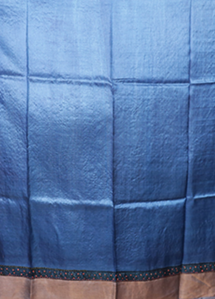 Multicolor Handloom Tussar Pure Silk Saree With Blouse Piece