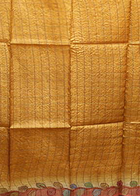 Pink Handloom Tussar Pure Silk Saree With Blouse Piece