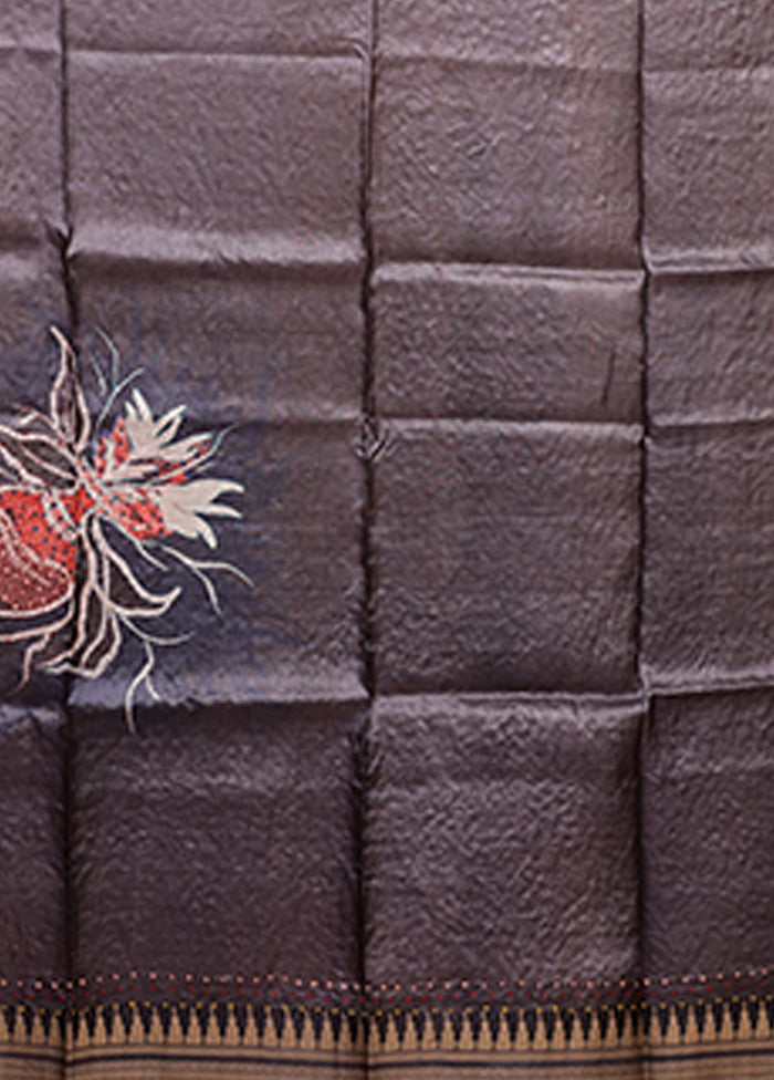 Multicolor Handloom Tussar Pure Silk Saree With Blouse Piece