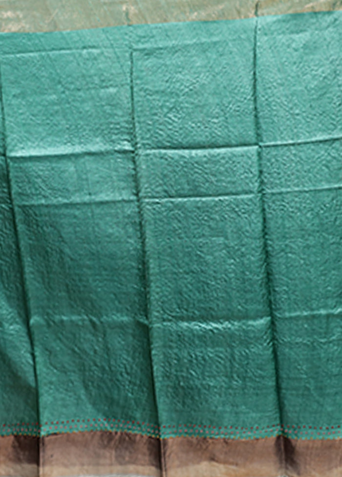 Multicolor Handloom Tussar Pure Silk Saree With Blouse Piece