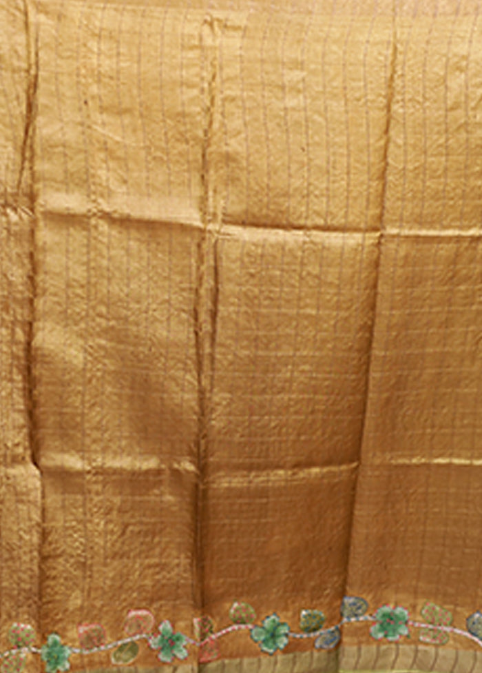 Multicolor Handloom Tussar Pure Silk Saree With Blouse Piece