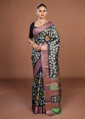 Red Handloom Tussar Pure Silk Saree With Blouse Piece