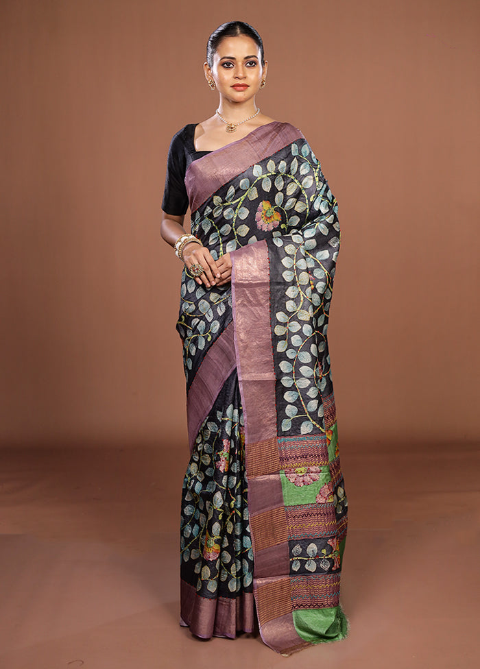 Red Handloom Tussar Pure Silk Saree With Blouse Piece