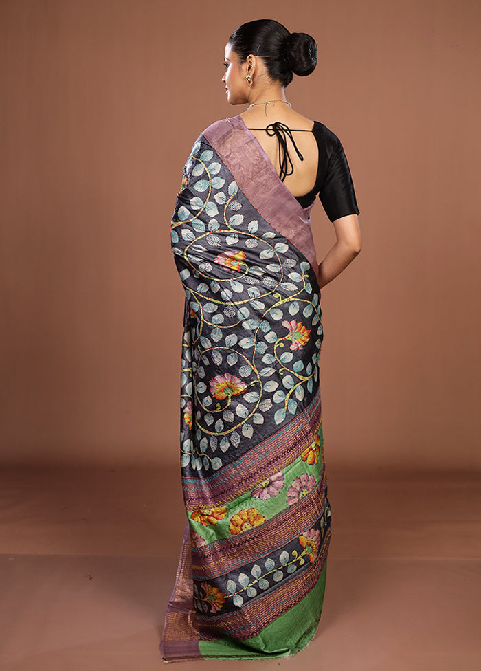 Red Handloom Tussar Pure Silk Saree With Blouse Piece