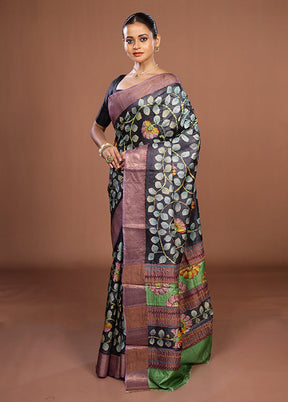 Red Handloom Tussar Pure Silk Saree With Blouse Piece