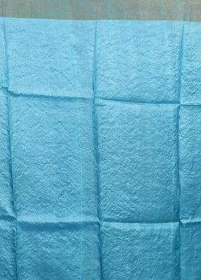 Blue Handloom Tussar Pure Silk Saree With Blouse Piece