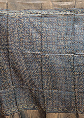 Grey Handloom Tussar Pure Silk Saree With Blouse Piece