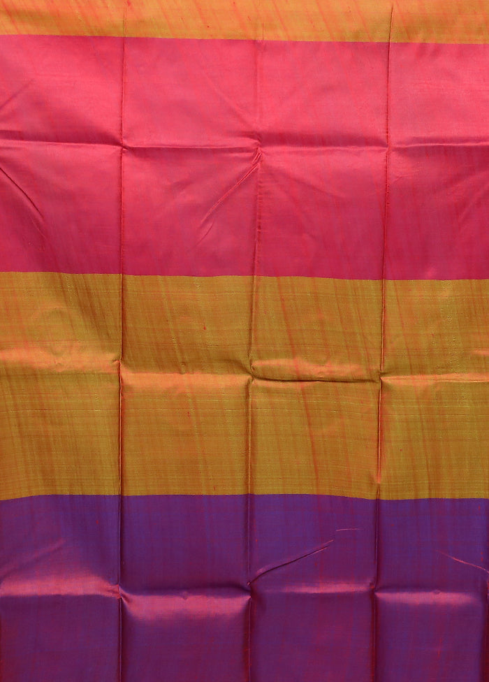 Blue Printed Pure Silk Saree Without Blouse Piece