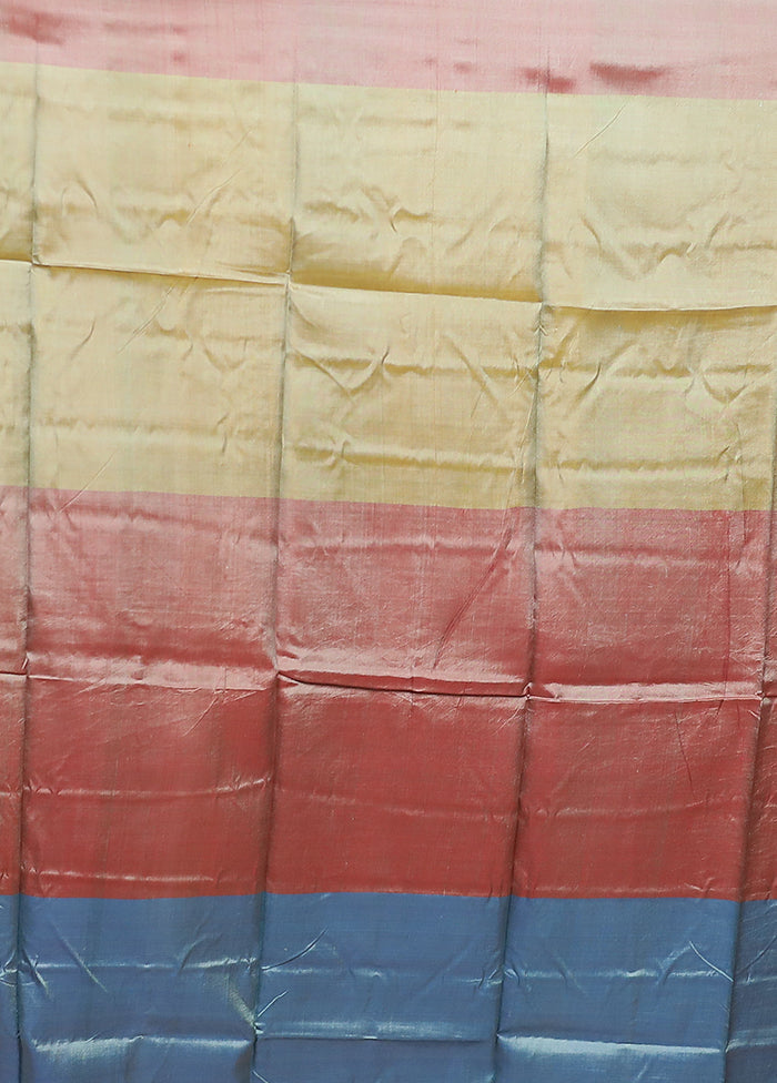 Purple Printed Pure Silk Saree Without Blouse Piece