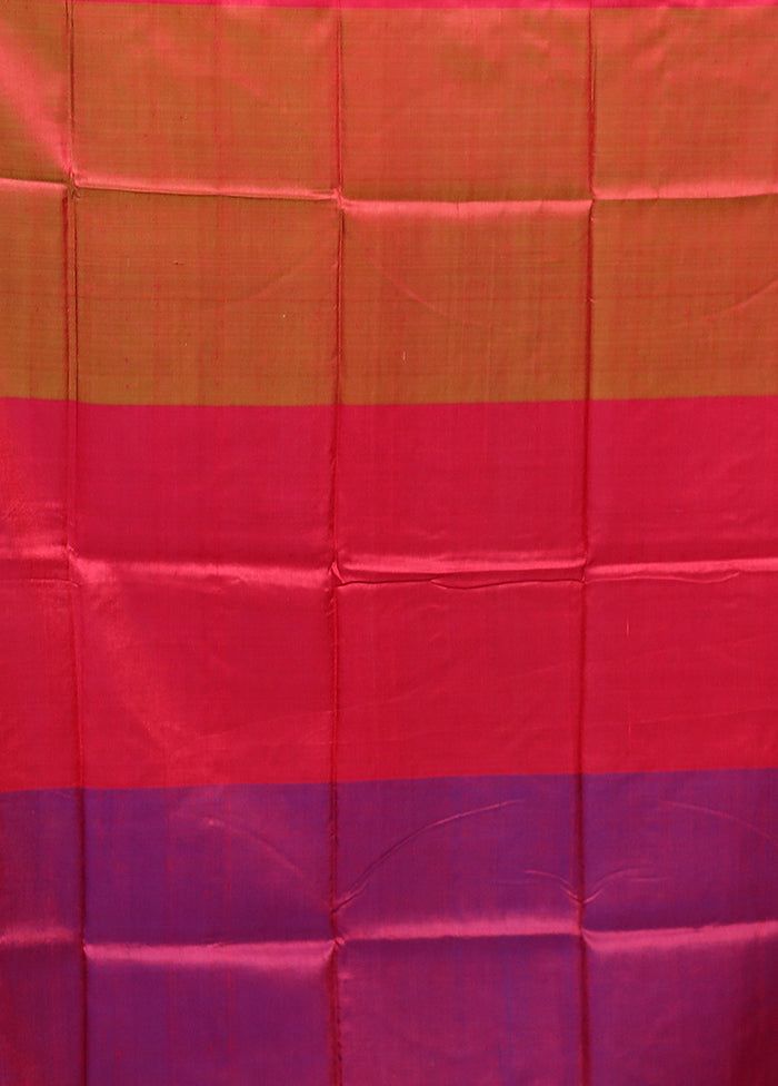 Blue Printed Pure Silk Saree Without Blouse Piece