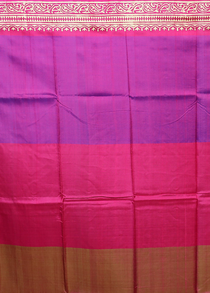 Green Printed Pure Silk Saree Without Blouse Piece