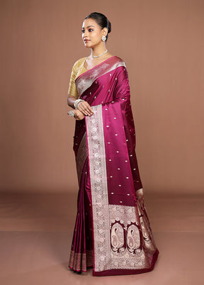 Purple Katan Silk Saree With Blouse Piece