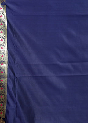Blue Banarasi Silk Saree With Blouse Piece