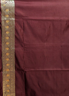 Maroon Banarasi Silk Saree With Blouse Piece