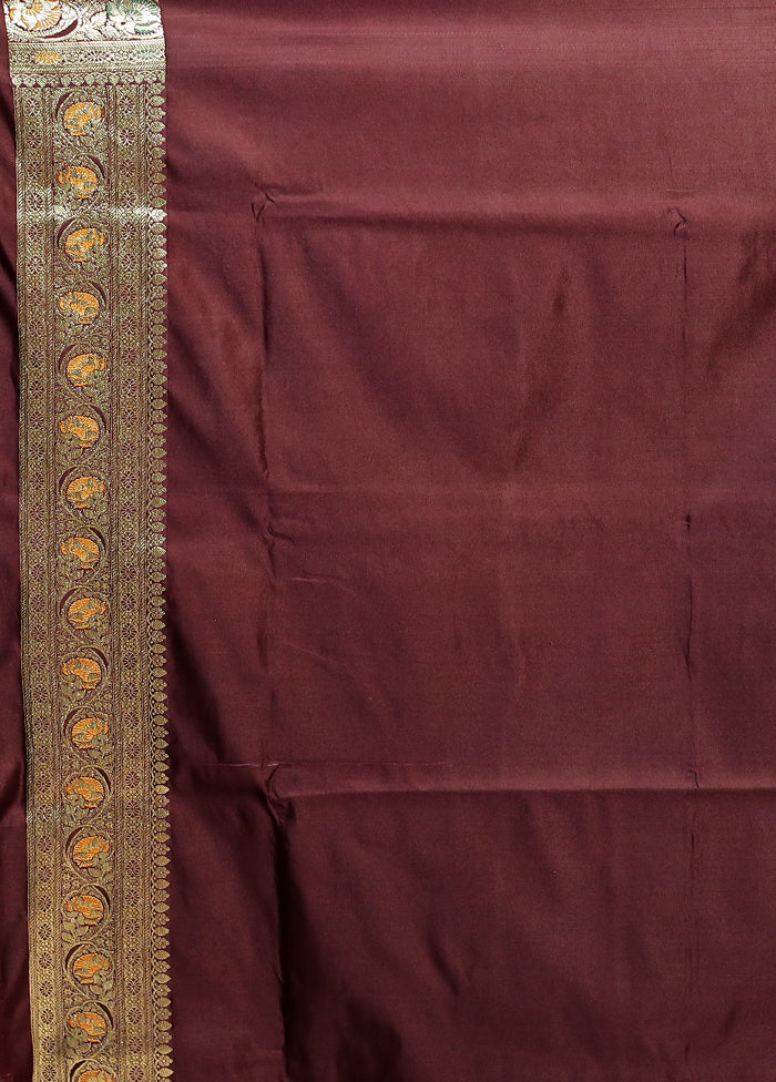 Maroon Banarasi Silk Saree With Blouse Piece