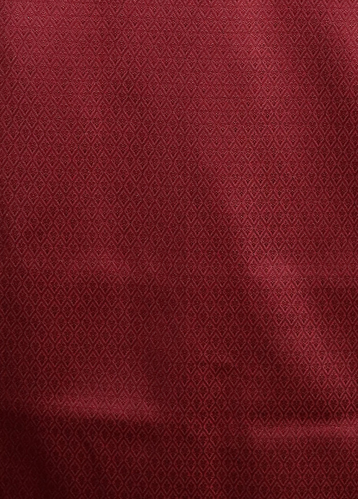 Maroon Banarasi Silk Saree With Blouse Piece