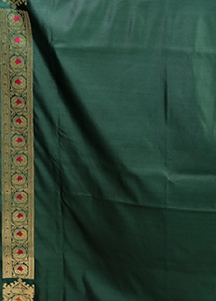 Green Banarasi Silk Saree With Blouse Piece