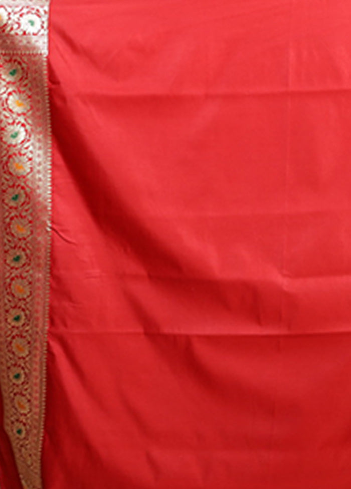Red Banarasi Silk Saree With Blouse Piece