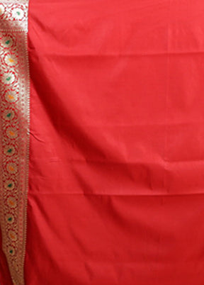 Red Banarasi Silk Saree With Blouse Piece