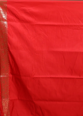 Red Banarasi Silk Saree With Blouse Piece