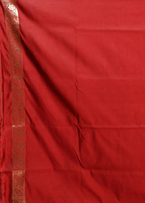 Maroon Banarasi Silk Saree With Blouse Piece