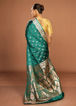 Green Banarasi Silk Saree With Blouse Piece