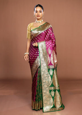Purple Banarasi Silk Saree With Blouse Piece