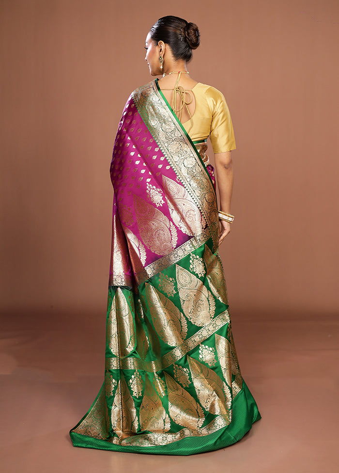 Purple Banarasi Silk Saree With Blouse Piece