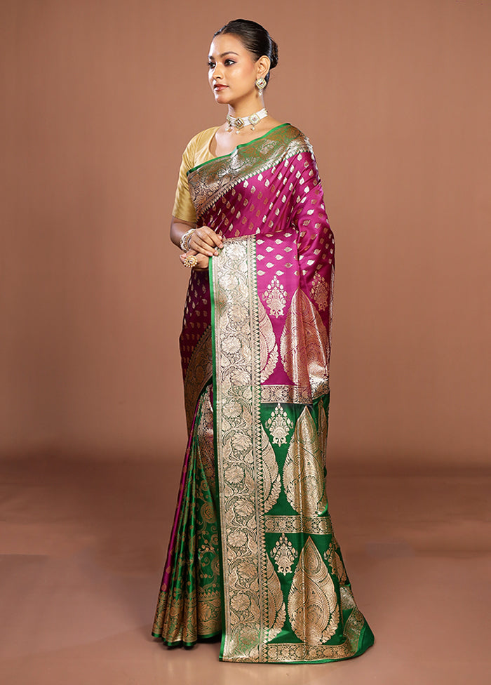 Purple Banarasi Silk Saree With Blouse Piece