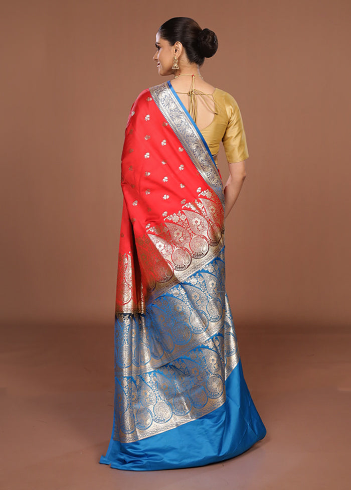 Red Banarasi Silk Saree With Blouse Piece