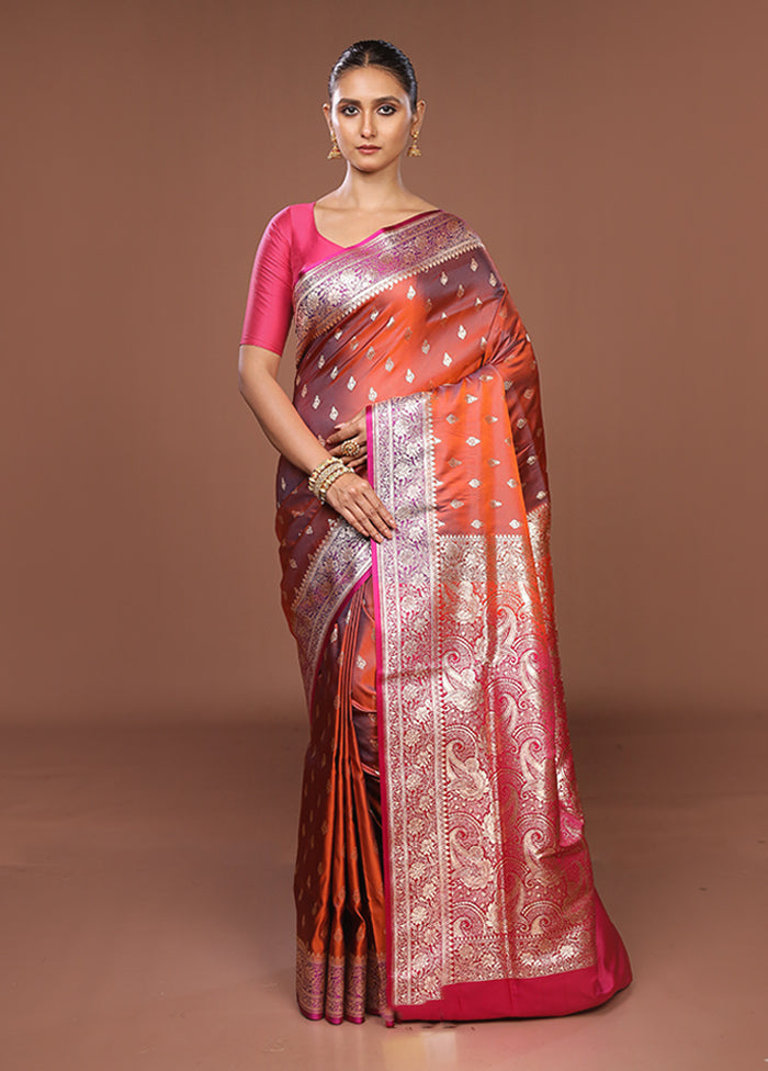 Yellow Banarasi Silk Saree With Blouse Piece