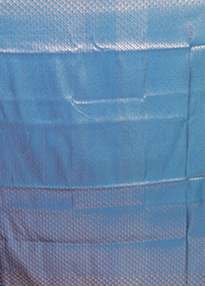 Blue Banarasi Silk Saree With Blouse Piece