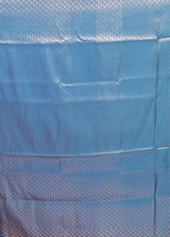 Blue Banarasi Silk Saree With Blouse Piece