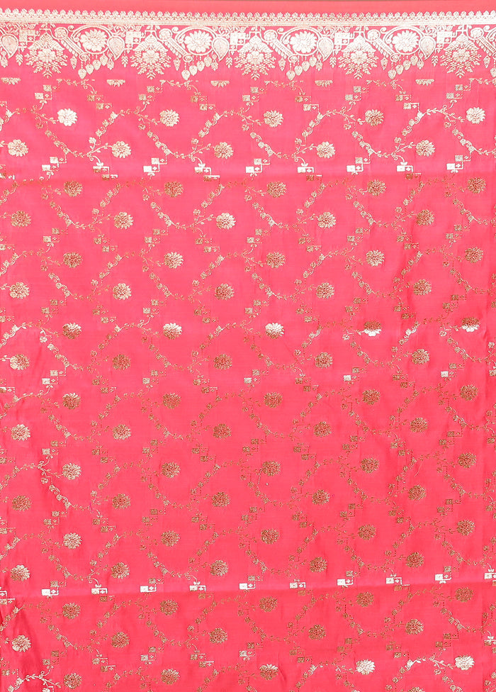 Pink Banarasi Silk Saree With Blouse Piece