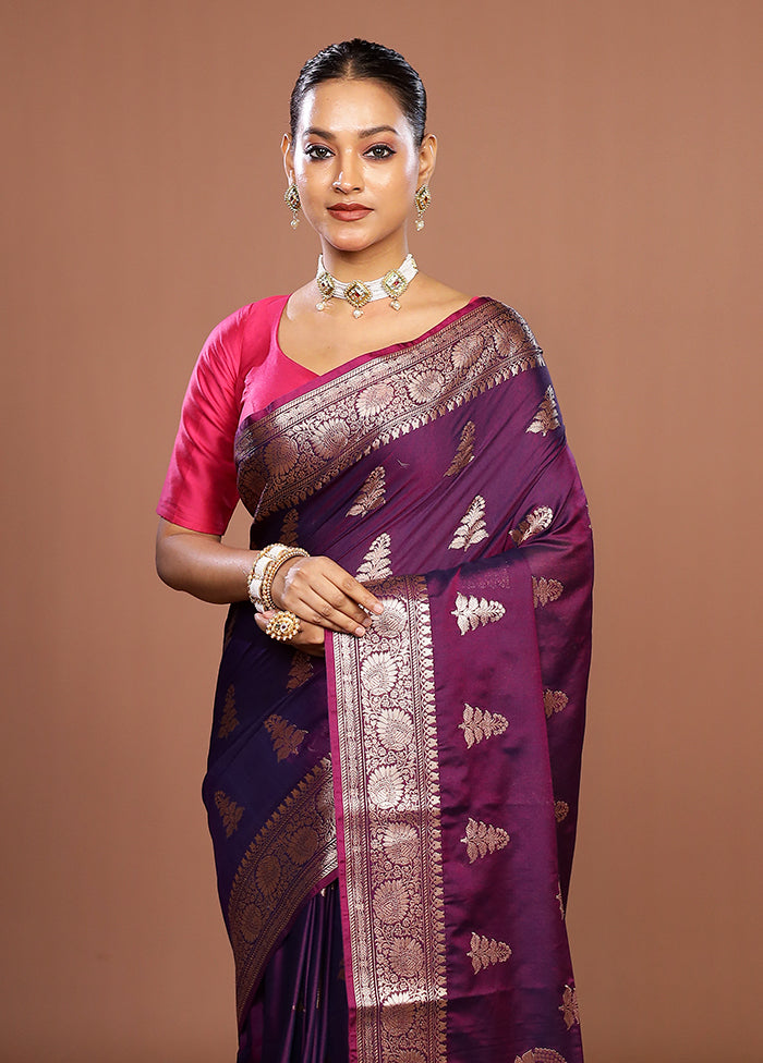 Purple Cotton Saree With Blouse Piece