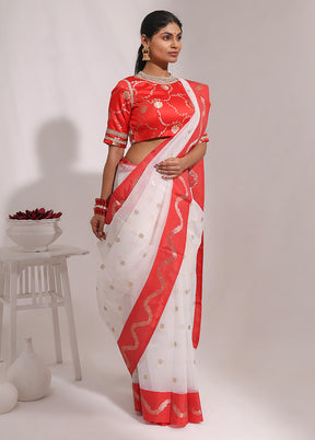 White Organza Saree With Blouse Piece