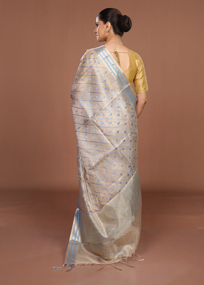 Cream Tissue Silk Saree With Blouse Piece