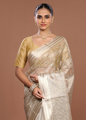 Cream Tissue Silk Saree With Blouse Piece