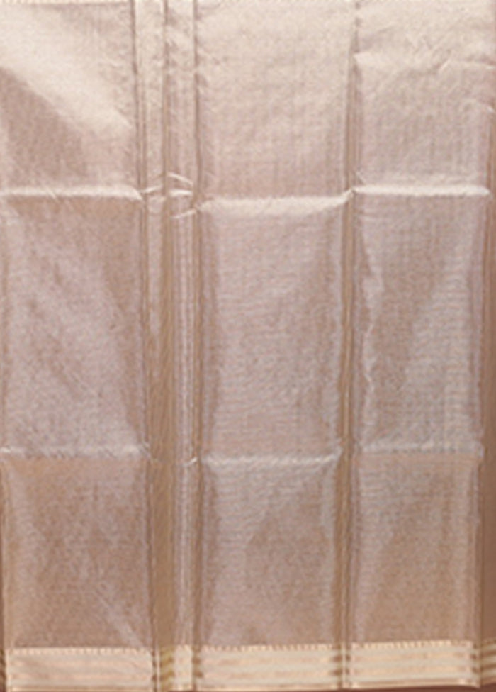 Cream Tissue Silk Saree With Blouse Piece