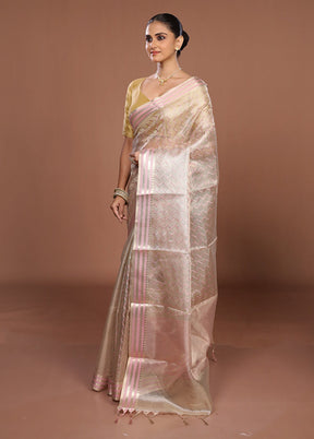 Cream Tissue Silk Saree With Blouse Piece