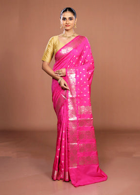Pink Dupion Silk Saree With Blouse Piece