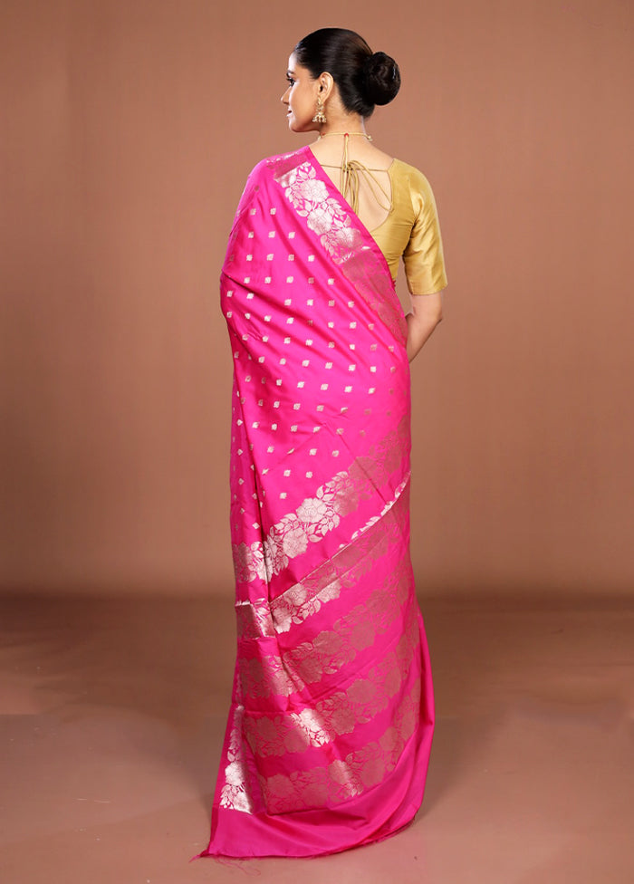Pink Dupion Silk Saree With Blouse Piece