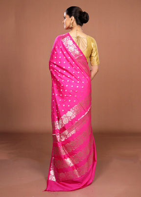 Pink Dupion Silk Saree With Blouse Piece