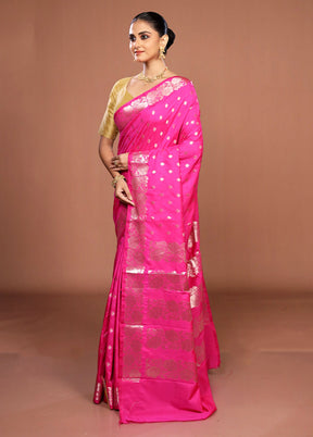 Pink Dupion Silk Saree With Blouse Piece