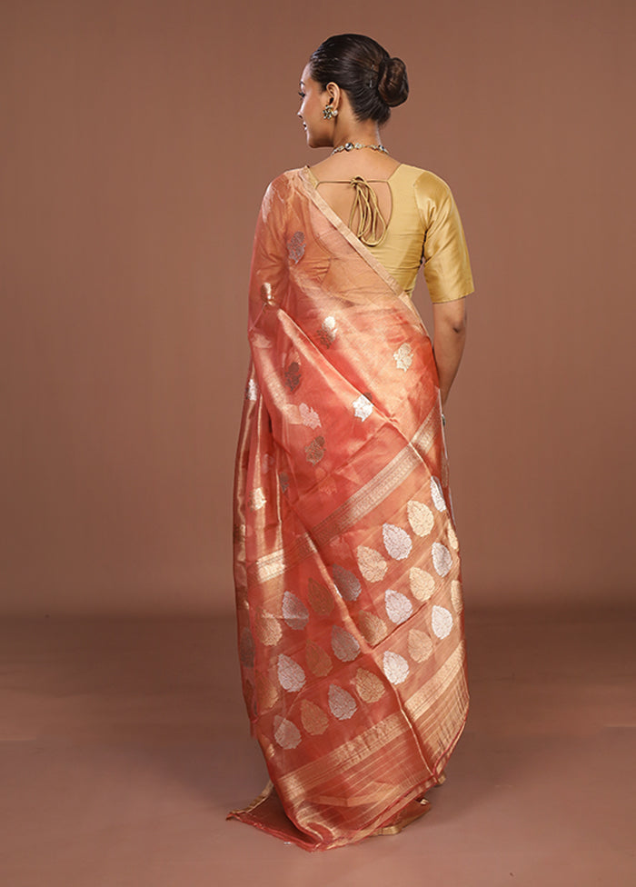 Pink Handloom Tissue Pure Silk Saree With Blouse Piece