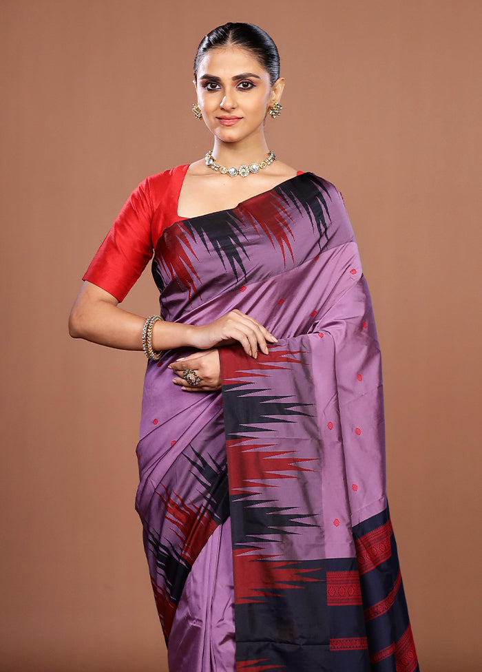 Purple Kanjivaram Silk Saree With Blouse Piece