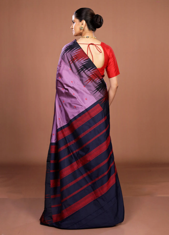 Purple Kanjivaram Silk Saree With Blouse Piece